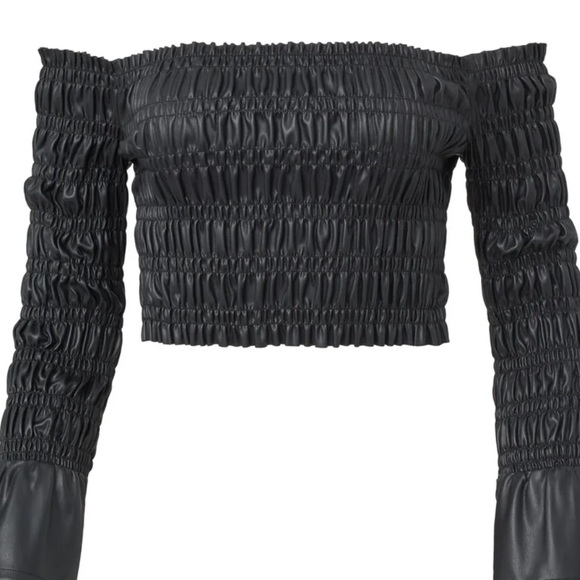 VENUS Tops - Venus new in bag smocked faux leather top small